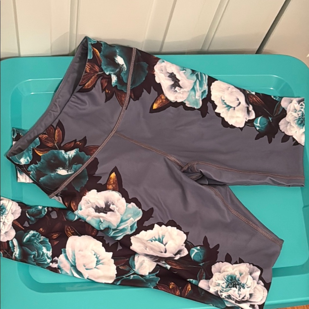 Fila Gray Leggings with Floral Design